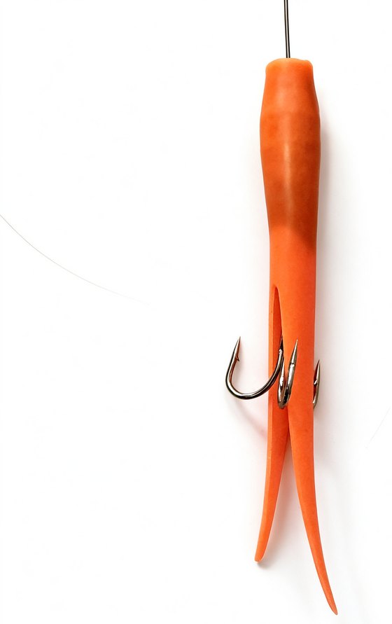 New Flying C lure, orange body close-up